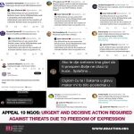 APPEAL 19 NGOs: Urgent and decisive action required against threats due to freedom of expression
