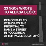 23 NGOs wrote to Aleksa Bečić: Democrats to withdraw the proposal to name a street in Podgorica after Pavle Bulatović