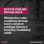 STATUS CIVILNIH ŽRTAVA RATA - Ministarstvo rada i socijalnog staranja kasni s izradom predloga Zakona o boračkoj i invalidskoj zaštiti